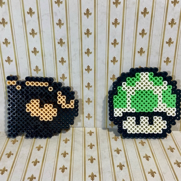 🍀 3/$15 Mario Nintendo Perler Beads - Large Mushroom and Bullet Bill - Picture 1 of 2
